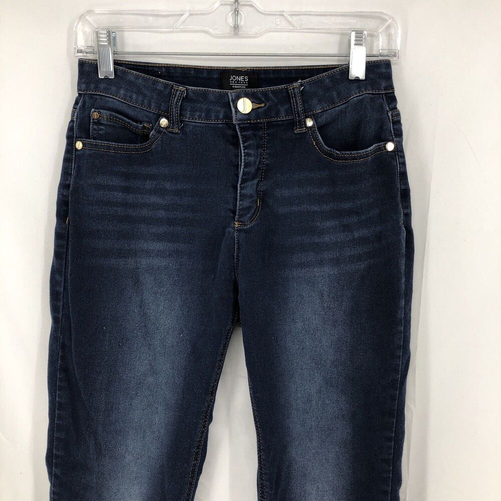Jones New York High Rise Fulton Skinny Denim Jeans Designer 4 Petite (27x26)